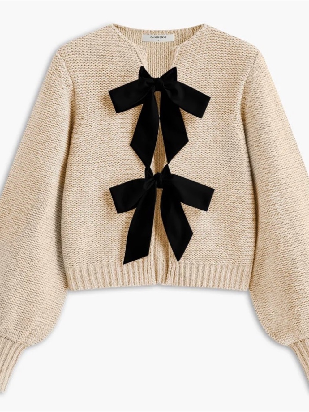Commense Cream Cardigan with Black Bow Ties